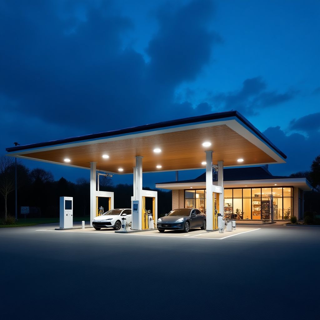 Estación de servicio moderna y ecológica
